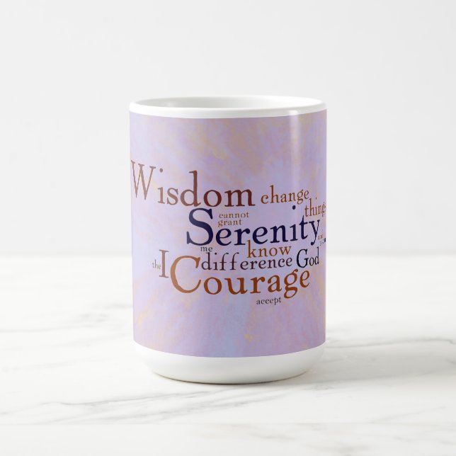Mug Prière Wordle de sérénité sur le résumé (Centre)