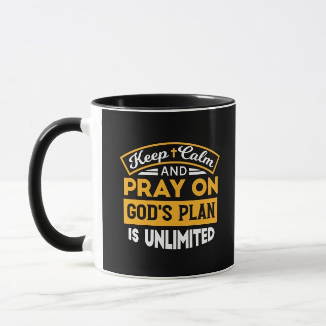 Mug Priez et faites confiance au plan illimité de Dieu (Gauche)