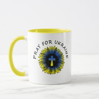 Mug Priez pour l'Ukraine Tournesol et Musique croisée