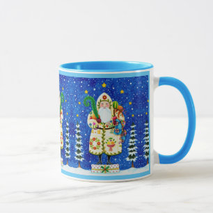 MUG PRIMITIVE FOLKART BALTIMORE QUILT PÈRE NOËL