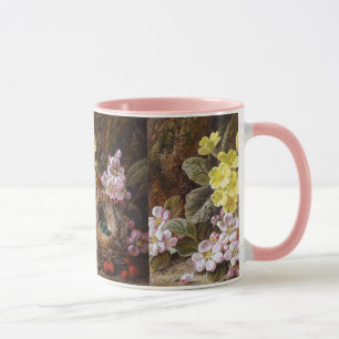 Mug Primroses vintages en fleurs d'Apple et nid d'oise
