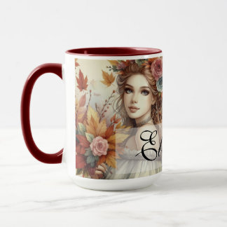 Mug Princesse de automne vintage avec feuilles d'autom