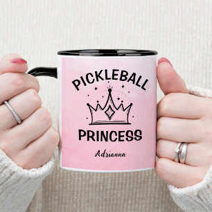 Mug Princesse de Pickleball Rose Ombré avec Couronne