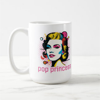 Mug princesse pop, visage femme, visage art abstrait