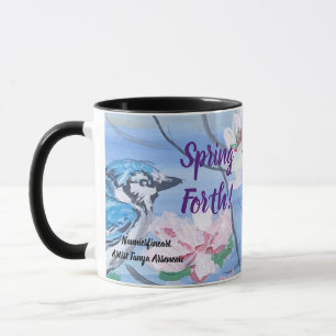 Mug PRINTEMPS vintage POUR L'Art FLORAL Bleu & Blanc