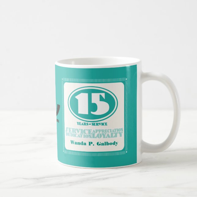 Mug Prix de service personnalisé rétro-couleur de 15 a (Droite)