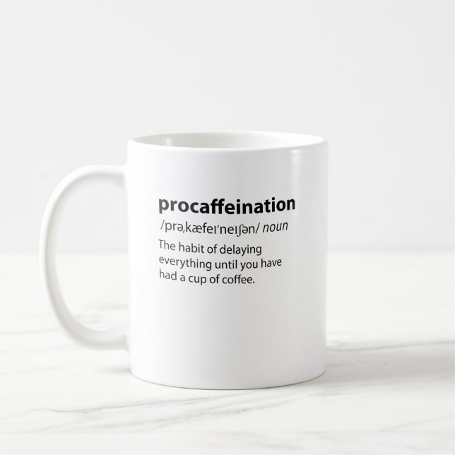 Mug Procaffination Funny Dictionnaire Définition (Gauche)