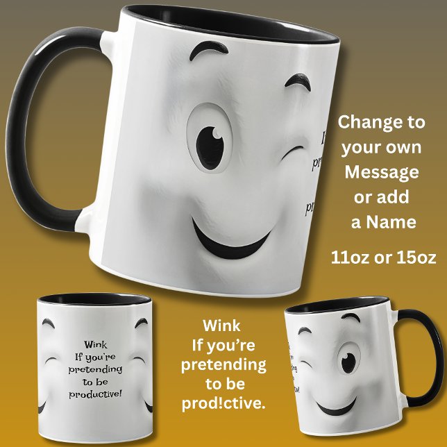 Mug Productive? Add Name Message, Expressive Face (Créateur téléchargé)