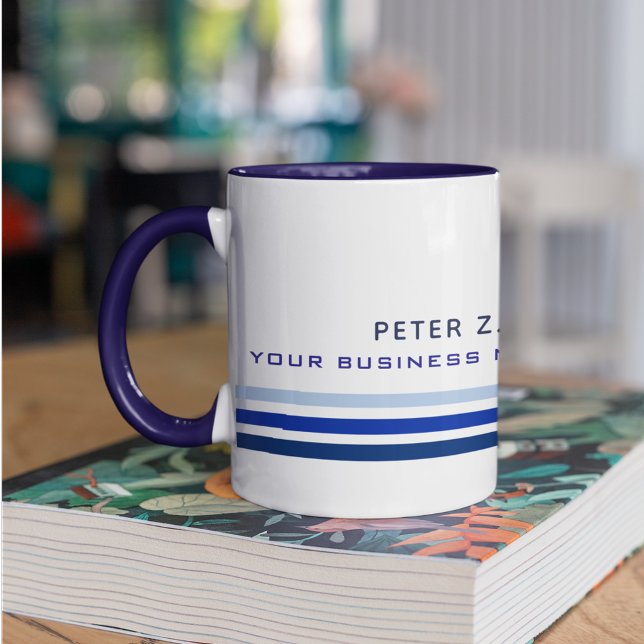 Mug prof. 3 lignes fines bleu foncé nom d'entreprise m (Créateur téléchargé)