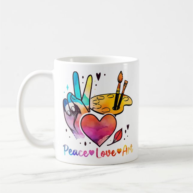 Mug Professeur D'Art Peace Love Art Pour Artistes Et P (Gauche)