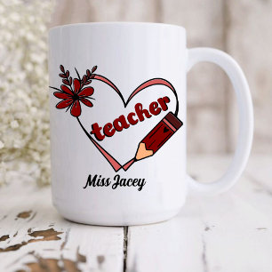 Mug Professeur de coeur personnalisé Saint Valentin