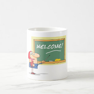 Mug Professeur de dessin animé drôle Bienvenue à l'éco