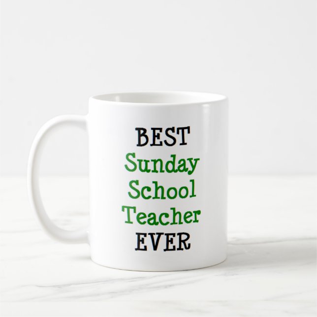 Mug professeur d'école dimanche, meilleur (Gauche)