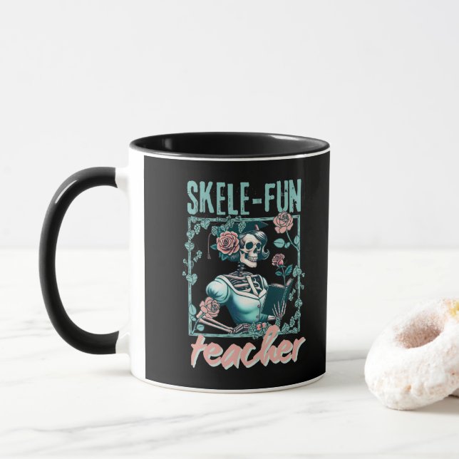 Mug Professeur d'école élémentaire squelette effrayant (Avec donut)