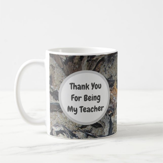 Mug Professeur Merci Driftwood Woodgrain Photo Nature (Gauche)