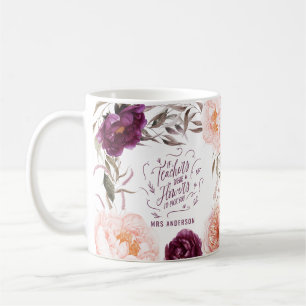 Mug professeur mignon rose floral élégant