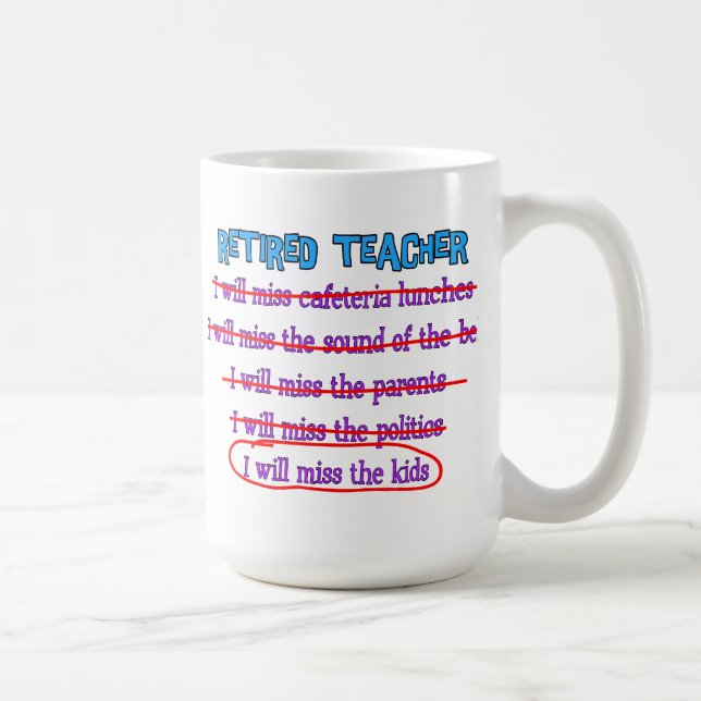 Mug Professeur Retraité "Je Manquerai Les Enfants" Don (Droite)