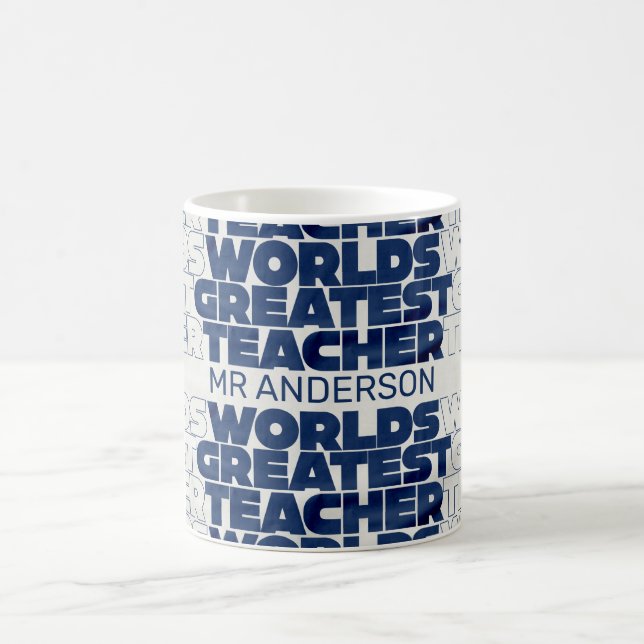 Mug Professeur rétro moderne bleu rouge stylisé typogr (Centre)