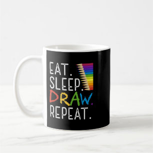 Mug Professeur Travail Manger Sommeil Dessin Répétitio