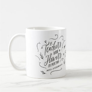Mug Professeur typographie moderne élégante fleurs de 