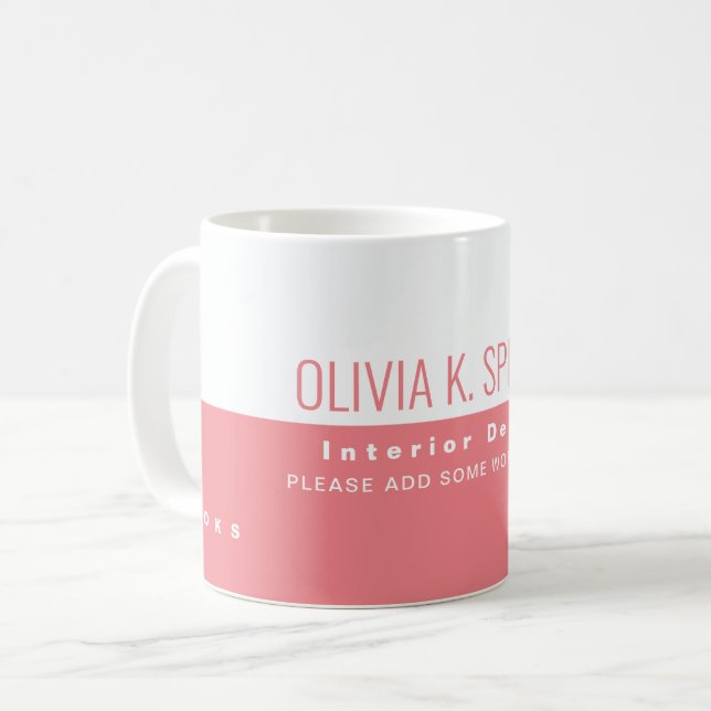 Mug profession de design d'intérieur mi-rose mi-blanc (Devant gauche)
