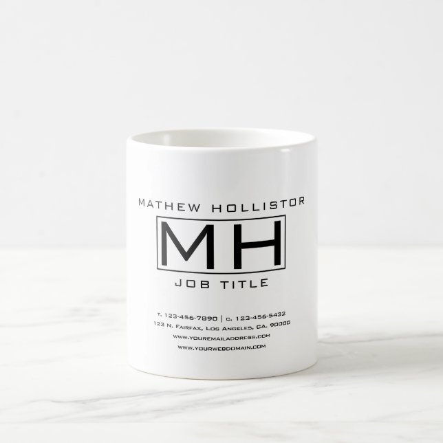 Mug Professionnel blanc et noir moderne (Centre)