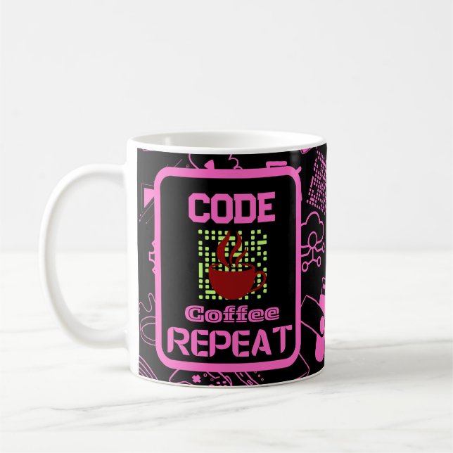 Mug programmeur informaticien codage tech rose (Gauche)