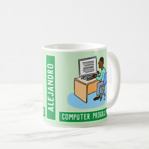 Mug Programmeur Ordinateur Homme Noir Avec Nom.