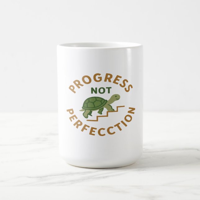 Mug Progress not Perfection - Cute Turtle Motivational (Centre)