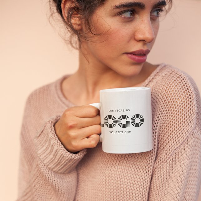 Mug Promo du logo rectangulaire moderne noir (Rectangular Shape Logo Promo Coffee Mug)