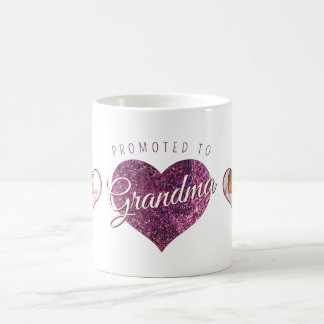 Mug Promoted to Grandma faux sparkle pink photo