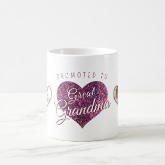 Mug Promoted to Great Grandma faux sparkle pink photo