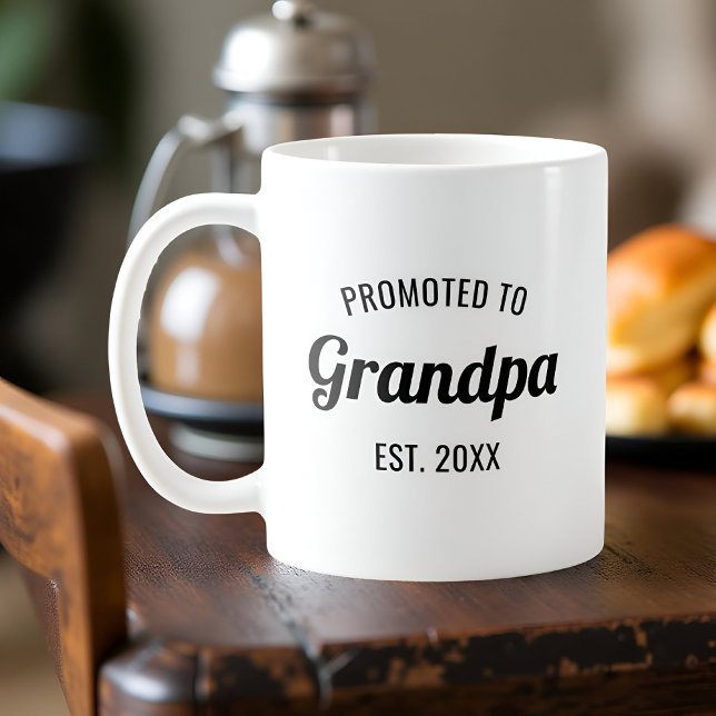 Mug Promu à Grandpa Est. 2025 Personnalisé (Créateur téléchargé)