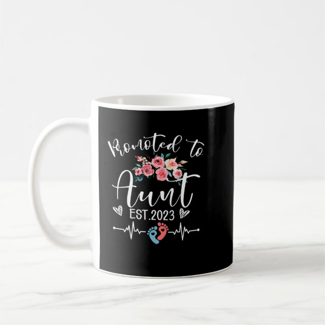 Mug Promu À Tante Est. 2023 Grossesse Florale (Gauche)