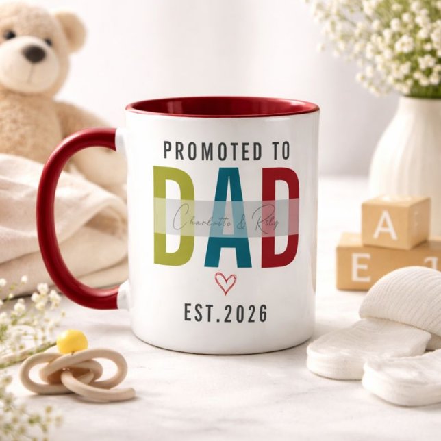 Mug Promu Papa Photo Personnalisé | Premier Père (Promoted to Dad | Personalized First Father’s Day Mug)