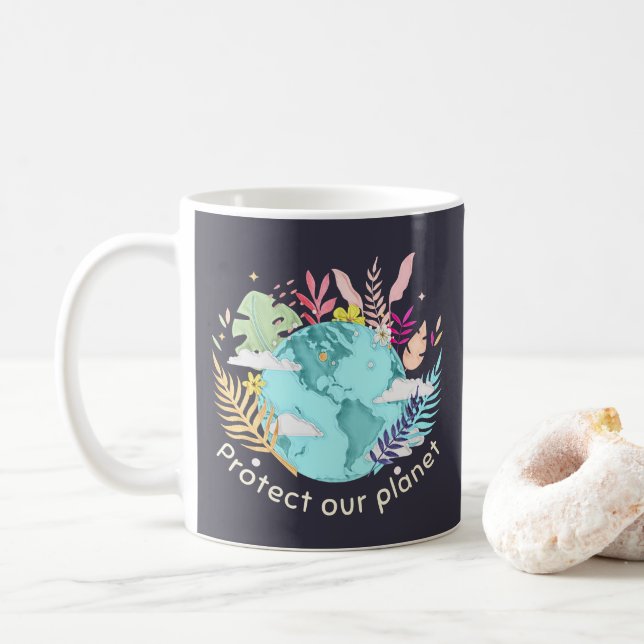 Mug Protégeons notre planète - Jour de la Terre (Textu (Avec donut)