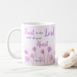 Mug Proverbes 3:5 Confiance dans le Seigneur rose viol