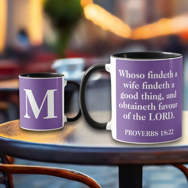 Mug Proverbes de Christian Femme 18:22 KJV Monogramme (Créateur téléchargé)