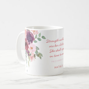 Mug Proverbes de force et d'honneur 31 fleurs rose et 