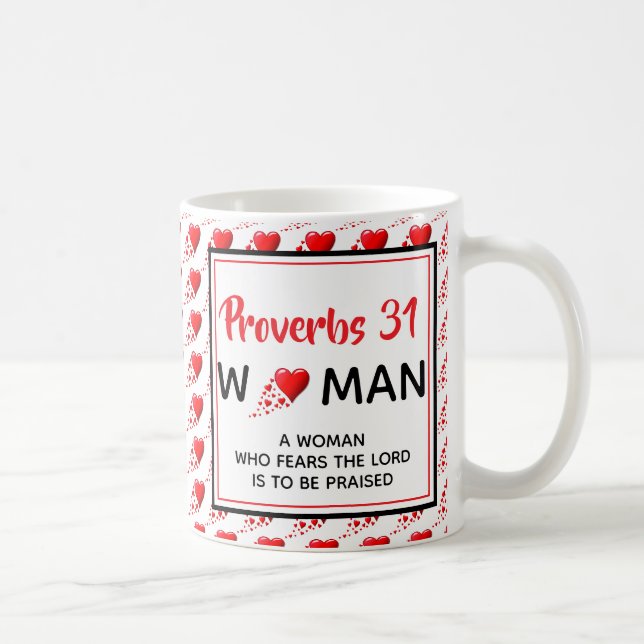 Mug PROVERBS 31 FEMME Coeurs rouges Christian (Droite)