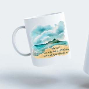 Mug Psaume 118 Jour de Réjouissance Scène de Plage Nua