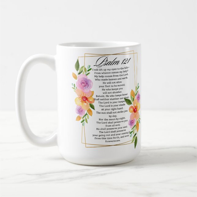 Mug Psaume 121 Cadre géométrique floral (Gauche)