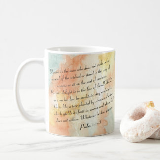 Mug Psaume 1 Eau bénite Écriture Watercolor