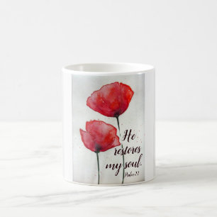 Mug Psaume 23:3 He restores my soul, Bible Verse Flora