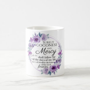 Mug Psaume 23:6 Inspirationnel Bible Verse Floral Viol