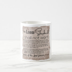 Mug Psaume 23 Écriture biblique Papier Vintage