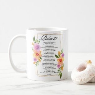 Mug Psaume 23 Ecriture de cadre floral géométrique