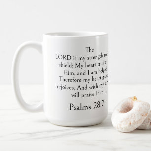 Mug Psaume 28:7 Verset biblique, Écriture moderne de f