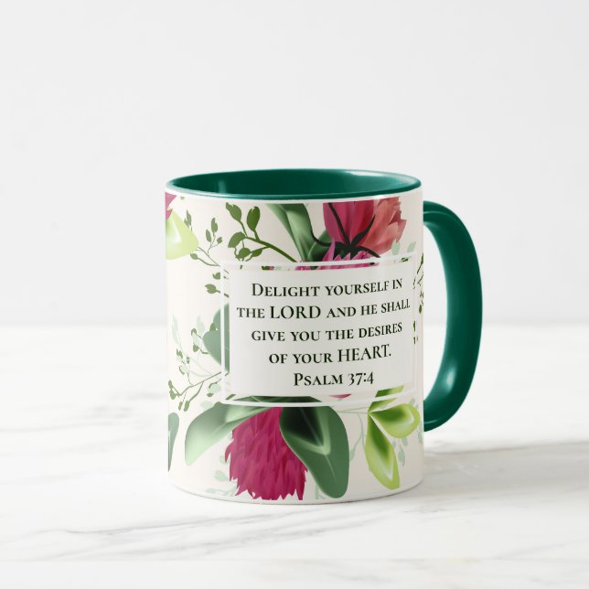 Mug Psaume 37:4 Ravissez-vous du Seigneur Clover (Devant droit)