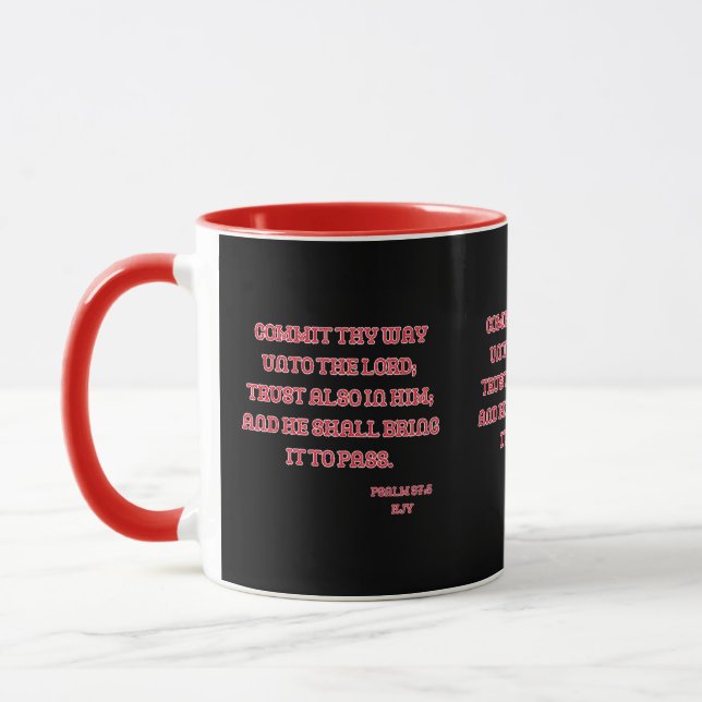 Mug Psaume 37:5 KJV Bible Écriture Deux Tons (Gauche)
